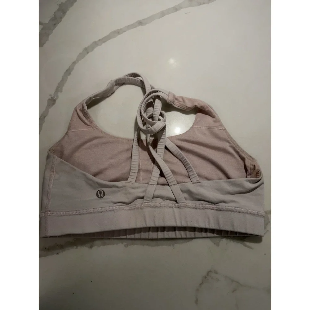 Lululemon Pink Strappy Sports Bra Sz 6 Gym Base Layer Running Hiking
